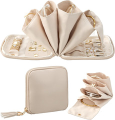 Travel Jewelry Organizer Pouch Small Velvet Jewelry Storage Bag Oatmeal