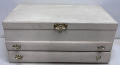 Buxton Vintage Jewelry Box Organizer 3 Drawer White Green Velvet USA Case