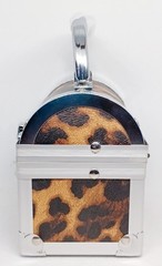 Brown Leopard Pattern 2-Layer Jewelry Organizer Faux Leather/Aluminum Red Lining