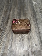 Coach New York Travel Jewelry Box Case Holder Organizer Tan Brown Leather Gold