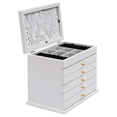 6-Layer Wood Jewelry Box Organizer Case w/ 5 Drawers Jewelry Storage Women Girls