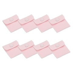 8 Pcs 3×3 Inch Jewelry Pouches, Velvet with Snap Button for Rings Light Pink