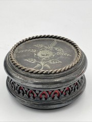 VTG Aurora S.P. Mfg. Co Quadruple Plate Jewelry Box Casket Floral 1890s Red SM1