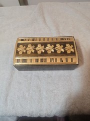 Vintage Wooden Jewelry Box Straw Inlaid Antique Handmade USSR Ukraine 7.5x4x2.5