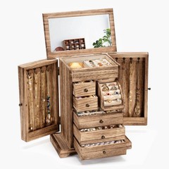 Jewelry for , Rustic Wooden Jewelry Boxes & Organizers with Mirror & Drawers,…