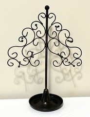 11.5 x 15” Metal Oil Rubbed Bronze Scroll Jewelry Rack Stand Rack w Bottom Tray