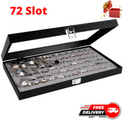 Jewelry Ring Display Organizer Storage Box Case Tray Holder with 72 Slot Ring