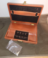 Vintage Mens Brown Leather Jewelry and Accessories Box