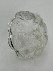 Vintage Glass Ring Holder Scalloped Edges Floral Design 3″ Diameter Pretty EUC!