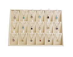 Beige Velvet Jewelry Display Box Tray Pendant Necklace Stackable Trade Show S…