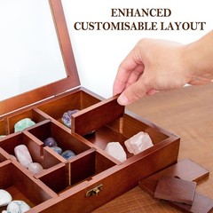 Adjustable Crystal Display Case with Shelves, Gem Holder & Organizer for Collect