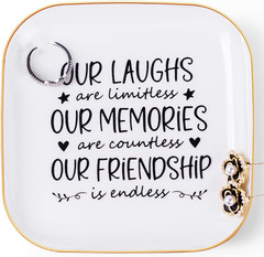 Friendship Gifts for Women Best Friend Jewelry Dish, Our Laughs Are Limitless, O